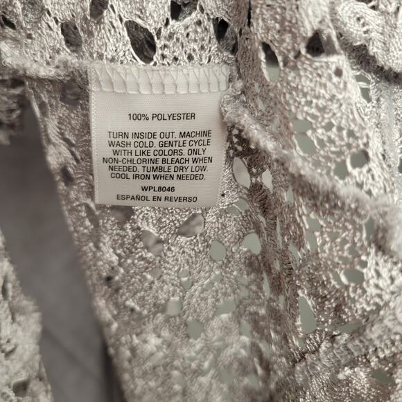 JM Collection Layered Top Women's Size 2X Silver Gray Open Knit Neutral Coastal - Picture 10 of 11